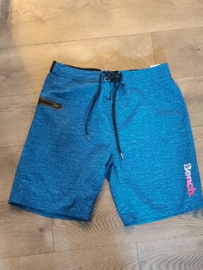 Bench Black and Light Gray Elastic Waist Swim Board Shorts
